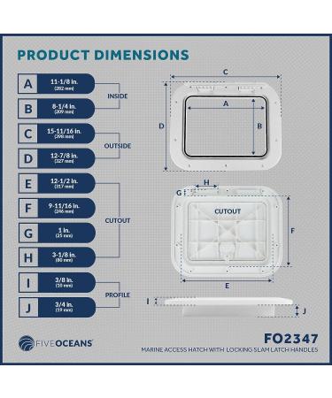 Five Oceans Off-White Boat Hatch 15 11/16 x 12 7/8 with Locking Slam Latch System - Buy Online on GoSupps.com