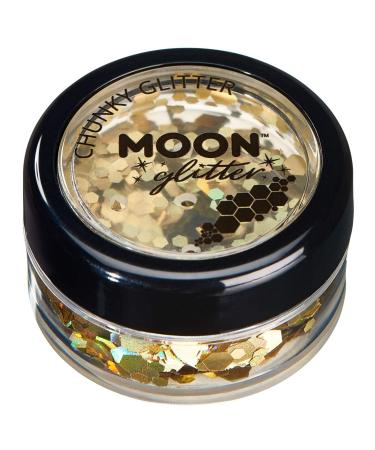 Chunky Holographic Glitter by Moon Glitter - Gold - Cosmetic Festival Makeup Glitter for Face Body Nails Hair Lips - 3g