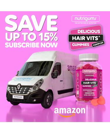 Biotin Complex Gummy Hair Vitamin | 60 Vegan Cherry Flavour Gummies | Multivitamin Supplement with Biotin, Vitamin C, Folic Acid & Zinc for Healthy Hair Growth | NUTRIGUMS - Buy Online on GoSupps.com