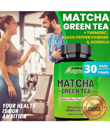 Matcha Green Tea Capsules with Turmeric, Acerola Cherry & Black Pepper - 60 Tablets - Buy Online on GoSupps.com