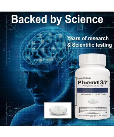 Phent37 (1 Bottle - 60 Speckled Tablets) - Advanced Phenylethylamine HCL Dietary Nutraceutical Premium Small White and Blue Tablets Boost Metabolism Weight Management for Men and Women - Buy Online on GoSupps.com