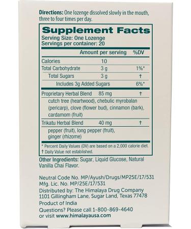 Himalaya Koflet Lozenges Vanilla Chai: Natural Herbal Cough Drops for Warming Relief - 130mg - Buy Online on GoSupps.com