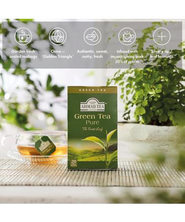 Ahmad Tea Green Tea - Individually Packaged Aroma-Sealed Tea Bags - 20 Bags (2 Pack) - Pure Green Tea for Freshness - Buy Online on GoSupps.com