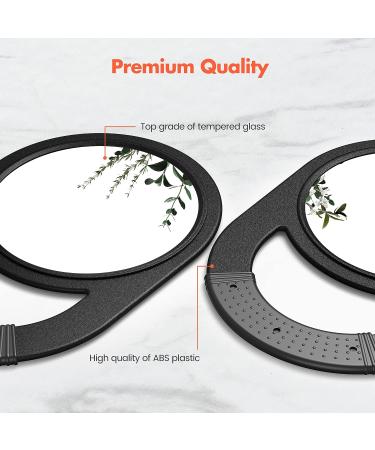 TASALON Unbreakable Hand Mirror with Handle - Anti-Slip Barber & Salon Mirror for Hair, Makeup, Shaving, Travel - Black - Buy Online on GoSupps.com
