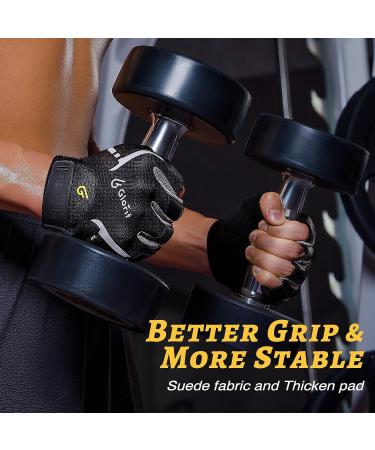 Glofit Workout Gloves - Full Palm Protection, Extra Durability - Men & Women - Suede Cushion Pads - Fingerless Gym Gloves - Black Large - Buy Online on GoSupps.com