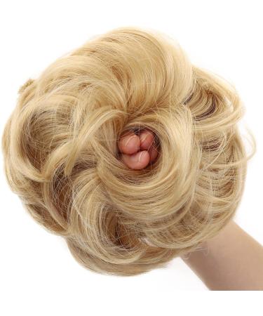 JJstar 2PCS Curly Fake Hair Buns - High Heat Resistant Synthetic Fiber Scrunchies for Women, Light Honey Blonde - Buy Online on GoSupps.com