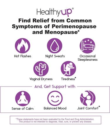 HealthyUp Botanical Menopause Relief Supplements for Women - Night Sweats & Hot Flash Relief, Better Sleep - Clinically Researched Ingredients - 60 Veg Capsules - Estrogen & Soy Free - Buy Online on GoSupps.com