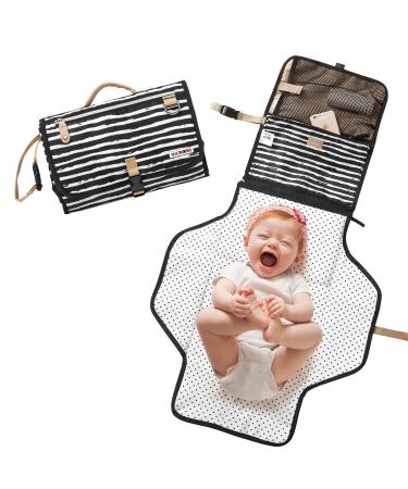 Baby Waterproof Changing Mat Portable Nappy Changing Mat Foldable Cushioned Travel Change Mat for Infants Toddler Newborns black 60x54 cm (Pack of 1)