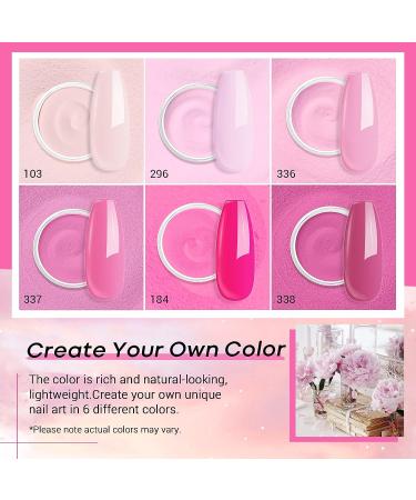 AZUREBEAUTY Pink Dip Powder Nail Set - 6 Color Cherry Blossom Kit for French Manicure - Matte & Glossy Shades - No Lamp Needed - Buy Online on GoSupps.com