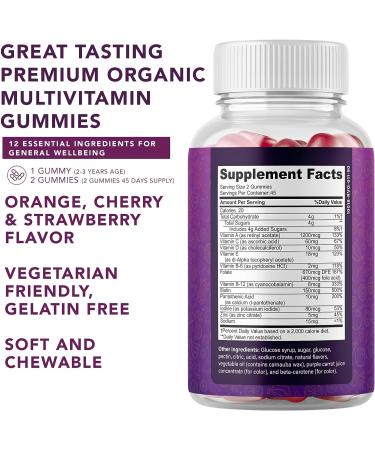 Adult Multivitamin Gummies with Vitamin A B C D E Zinc & Biotin - Energy & Immunity Boost - 90 Gluten Free Veggie Gummies - Buy Online on GoSupps.com