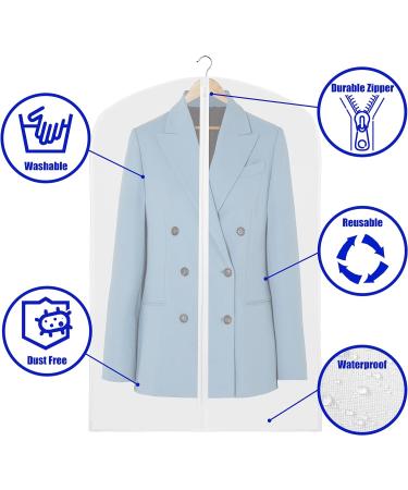10 Pack - Simplehouseware 55-Inch Translucent Garment Bags with Zipper - Ideal for Suits, Dresses, Costumes, and Uniforms - Pack of 10 - Buy Online on GoSupps.com