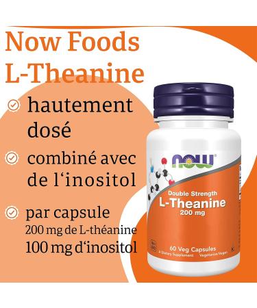 Now Foods L-Theanine 200mg 60 Vegan Capsules Amino Acid Lab Tested Gluten Free Soy Free Non-GMO - Buy Online on GoSupps.com