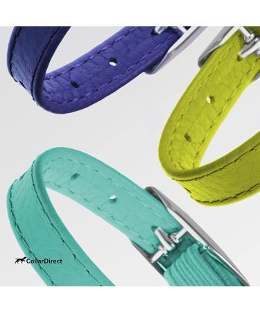CollarDirect Leather Cat Safety Collar with Elastic Strap and Bell | 9-11 Inch | Black Blue Red Orange Lime Green Mint Green - Buy Online on GoSupps.com
