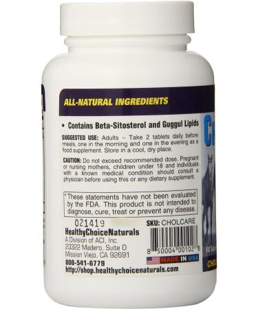 Healthy Choice Naturals Cholesterol Care Supplement - All Natural Formula (3 bottles/180 Tablets) - Buy Online on GoSupps.com