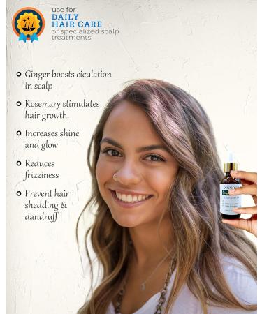 Ginger Rosemary Hair Serum by Annoor | 2 Fl Oz | Nourish & Strengthen Hair Promote Growth & Scalp Renewal - Buy Online on GoSupps.com