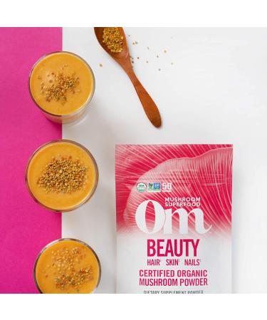 Om Mushroom Beauty Blend Powder - Superfood Supplement for Hair, Skin & Nails | 3.5 oz | Chaga, Cordyceps, Maitake - Buy Online on GoSupps.com