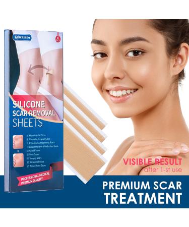 Krucasano Advanced Silicone Scar Sheets - 4 Reusable Sheets for Surgery, C-Section, Burn, Keloid, Acne, Old & New Scars - Hypertrophic Scar Removal - Buy Online on GoSupps.com