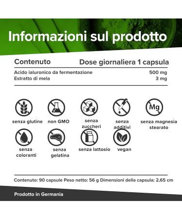  Surpresa Natural Highly Dosed Hyaluronic Acid Capsules I 1 x 90 Capsules with Apple Extract I 500 mg Hyaluronic Acid with 500-700 kD Per Capsule I Hyaluronic Acid Capsules I Capsules - Buy Online on GoSupps.com
