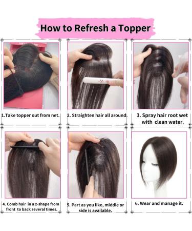 GULALUUK Real Human Hair Topper 10inch Natural Black - 120 Density Swiss Lace Base | UK Hair Pieces for Women - Buy Online on GoSupps.com