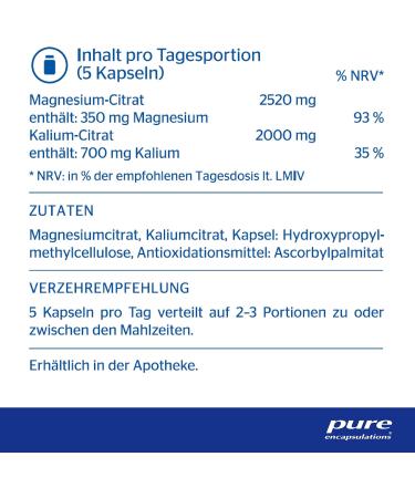 Buy Pure Encapsulations Potassium Magnesium Citrate - 180 Vegan Capsules | Organic Magnesium & Potassium Supplement - Buy Online on GoSupps.com