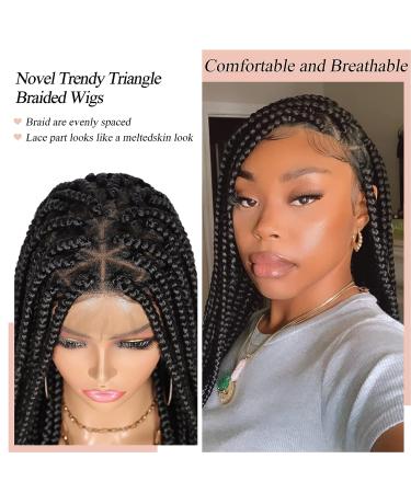 Lexqui 36'' Triangle Knotless Box Braided Full Lace Front Wig with Baby Hair - Synthetic Natural Looking Cornrow Braids Wig for Women (Black) - Buy Online on GoSupps.com