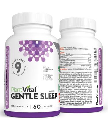 PlantVital Gentle Sleep Aid - Melatonin GABA Valerian Root Chamomile Lemon Balm L Tryptophan - Herbal Natural Sleeping Pills for Adults Better Sleep Relaxation Sleep Support - 60 Capsules 60 count (Pack of 1) - Buy Online on GoSupps.com