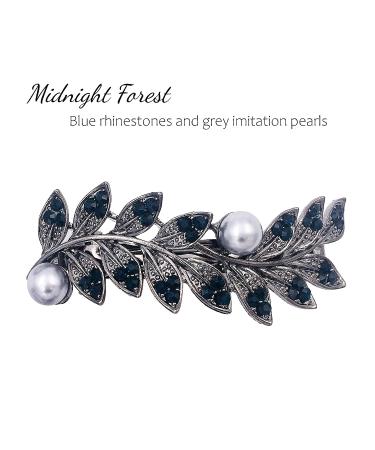 Vintage Silver French Barrette Set with Rhinestone & Pearl Detail - 4PCS Hair Clip Accessories for Women - Buy Online on GoSupps.com
