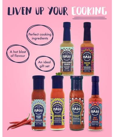 MAHI Hot Sauce Challenge Gift 6 Pack - Carolina Reaper & Pineapple 280g Scorpion Pepper & Passion 280g Bhut Jolokia 165g Green Savi Habanero 165g Peri Peri Hot 165g Cayenne & Mint 280g - GF VE - Buy Online on GoSupps.com
