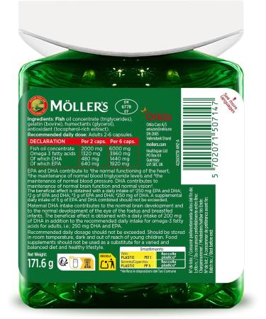  M LLER'S Moller's Omega 3 Cardio Fish Oil Concentrated Rich in Omega-3 Fatty Acids (EPA and DHA) for Normal Heart Function 120 Omeg - Buy Online on GoSupps.com