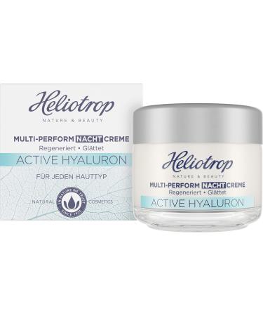LOGOCOS Heliotrop Antiaging night care for every skin type vegan natural cosmetics regenerated and smooth skin multiperform night cream with natural hyaluronic acid Active Hyaluronic Acid