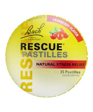 Bach RESCUE PASTILLES, Cranberry Flavor, Natural Stress Relief Lozenges, Homeopathic Flower Remedy, Vegetarian, Gluten and Sugar-Free, 35 Count