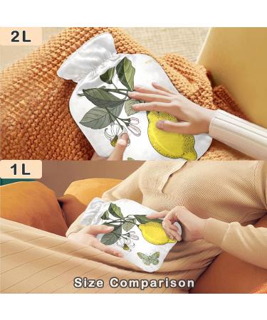 Naanle Vintage Flower Lemon Hot Water Bottle 1L | Transparent Cover for Pain Relief & Therapy - Ideal for Bed Hands & Feet - Buy Online on GoSupps.com