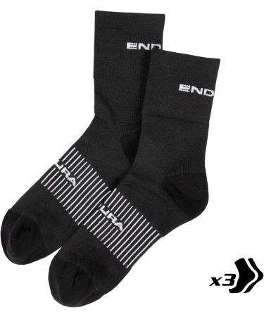 Endura CoolMax Race 3-P Cycling Socks for Men | L-XL Black - Best Performance & Comfort - Buy Online on GoSupps.com