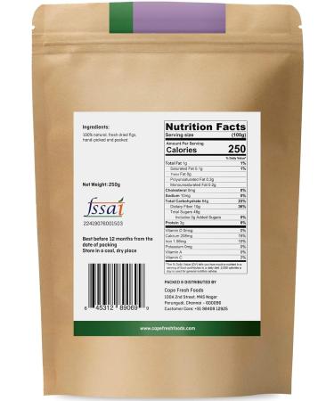 Cape Fresh Dried Figs 250g | Anjeer | Whole | Natural | Pure | Raw | Premium Quality - Buy Online on GoSupps.com