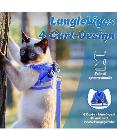 Soft Cat Vest with Leash & Supet Cat Dishes for Kittens & Small Dogs - Blue Size S (26-32 cm) - Ideal for Chihuahua & Pets - Buy Online on GoSupps.com