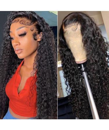 13x4 Deep Wave Frontal Wig 26 Inch HD Transparent Lace Front Wigs Human Hair Pre Plucked Deep Wave Lace Front Wigs for Black Women Brazilian Virgin Hair 180% Density Wet and Wavy Wig Natural Color 26 Inch 13x4 Deep Wave ...