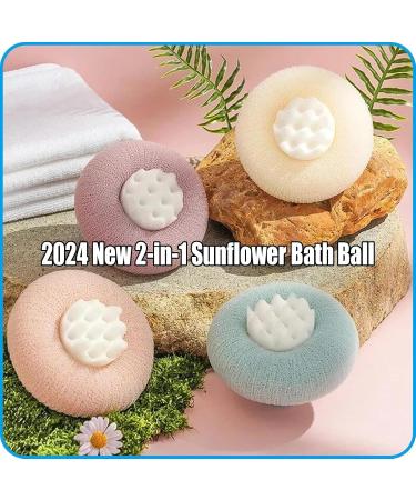 4PCS Super Soft Sunflower Bath Ball - 2024 New 2-in-1 Suction Cup Shower Sponges for Men & Women | International Shipping Available - Buy Online on GoSupps.com