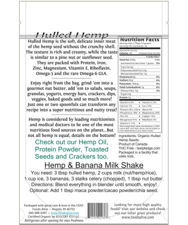 Organic Hemp Hearts by Foods Alive - Omega-3 Rich Superfood Protein - Vegan, Keto & Gluten Free - 8oz (Single Pack) - Buy Online on GoSupps.com