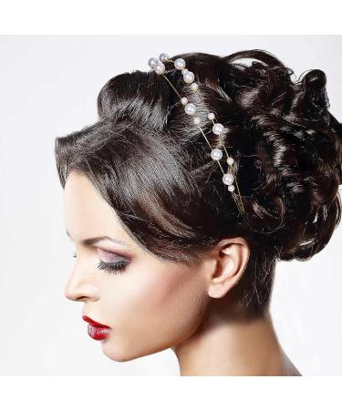 PAGOW Bubble Pearl Double Crown Headband - Gold Wedding Party Hair Accessory for Women - Buy Online on GoSupps.com