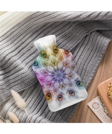 Peacock Feathers Hot Water Bottle - Colorful Rubber Pain Relief Bag for Cramps & Foot Warmer - Hot & Cold Therapy - Buy Online on GoSupps.com