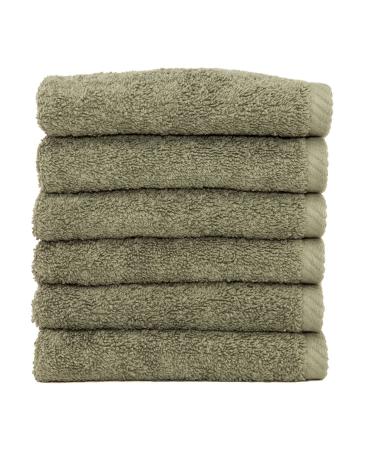 Linum Home Textiles Soft Twist Premium Authentic Soft 100% Turkish Cotton Luxury Hotel Collection Washcloth  Set of 6  Light Olive