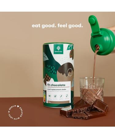 Natural Mojo fit Chocolate (500 g) - Vegetarian meal replacement with valuable nutrients proteins and superfoods - Fit Shake for conscious eating with chocolate flavour - Buy Online on GoSupps.com