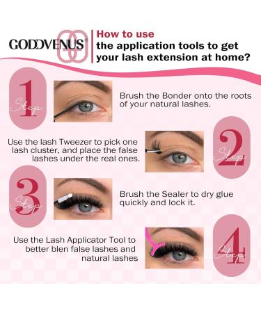 Eyelash Extension Kit Thick Cluster Lashes 280pcs D Curl Individual Eyelashes Lash Extension Kit with Eyelash Clusters Lash Glue Bond and Seal and Lash Tweezers by Goddvenus B-80D+100D Kit-B - Buy Online on GoSupps.com