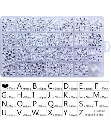 Amaney 1400pcs 4x7mm White Acrylic Alphabet Letter Beads - Heart Pattern with Crystal Line for Jewelry Making - Buy Online on GoSupps.com