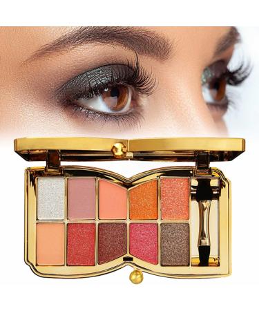 10 Colors Sparkle Shimmer Eyeshadow Palette Gold Eyeshadow Shimmer Makeup Palette Highly Pigmented Long Lasting Makeup Set Eye Shadow Palette Makeup 09