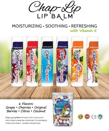 Chap-Lip Vitamin E Coconut Oil Lip Balm - Moisturizing 48 Count Holiday Jar - 6 Flavors - Buy Online on GoSupps.com