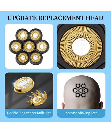 Vsmooth Electric Shaver Replacement Head | Waterproof Blades for Bald Men | Wet & Dry Floating Razor Blade - Gold-7g - Buy Online on GoSupps.com