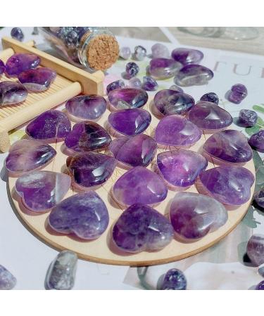 Xiannvxi 20pcs Amethyst Heart Crystals - Natural Gemstones for Love Reiki and Home Decoration | Lucky Charm Palm Stones - Buy Online on GoSupps.com