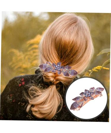 DOITOOL Rhinestone Hair Clip Hair Gems for Women Wedding Hair Rhinestone Hair Accessories Flower Headpiece Decorative Hair Clips Crystal Headpiece Purple Spring Clip Modeling Metal Bride - Buy Online on GoSupps.com