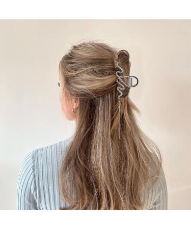 Vigorpace 2 Pack Rhinestone Hair Clips - Silver & Gold Metal Claw Clips for Women | Non-slip Snake Hair Accessories - Buy Online on GoSupps.com
